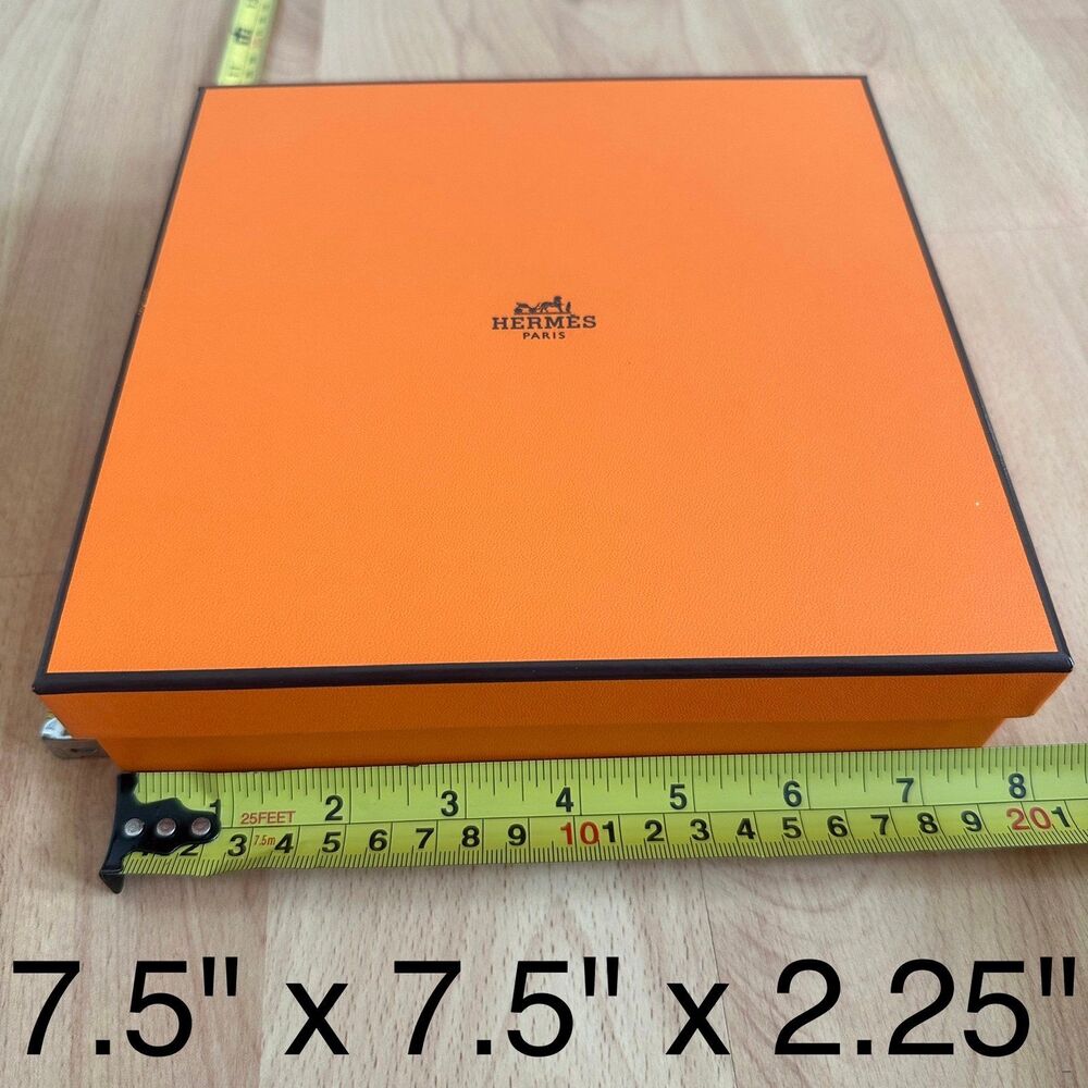 Hermes Gift Box EMPTY - small orange square box for belt, 7.5" x 7.5" x 2.25"